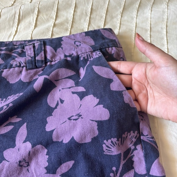 Croft & Barrow Women’s Linen Cotton Purple Floral Shorts Pockets Size 20W - Picture 3 of 8
